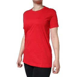 Red Cotton Crew Neck Short Sleeve Tee T-shirt