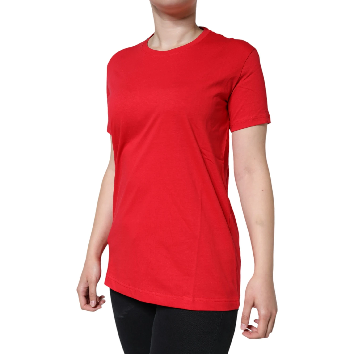 Red Cotton Crew Neck Short Sleeve Tee T-shirt