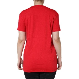 Red Cotton Crew Neck Short Sleeve Tee T-shirt