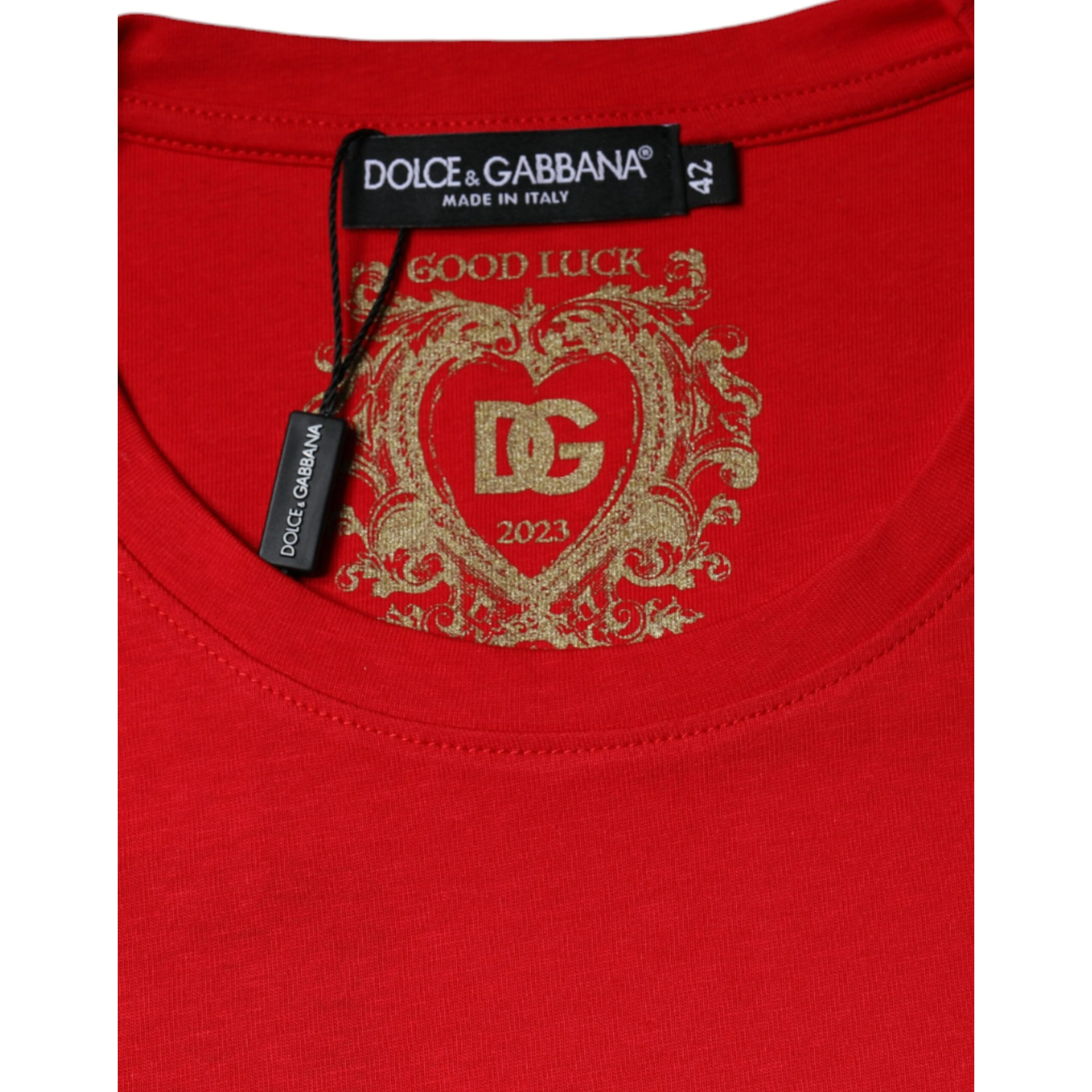 Red Cotton Crew Neck Short Sleeve Tee T-shirt