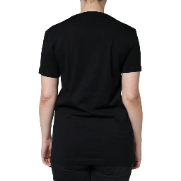 Black Cotton Crew Neck Short Sleeve T-shirt