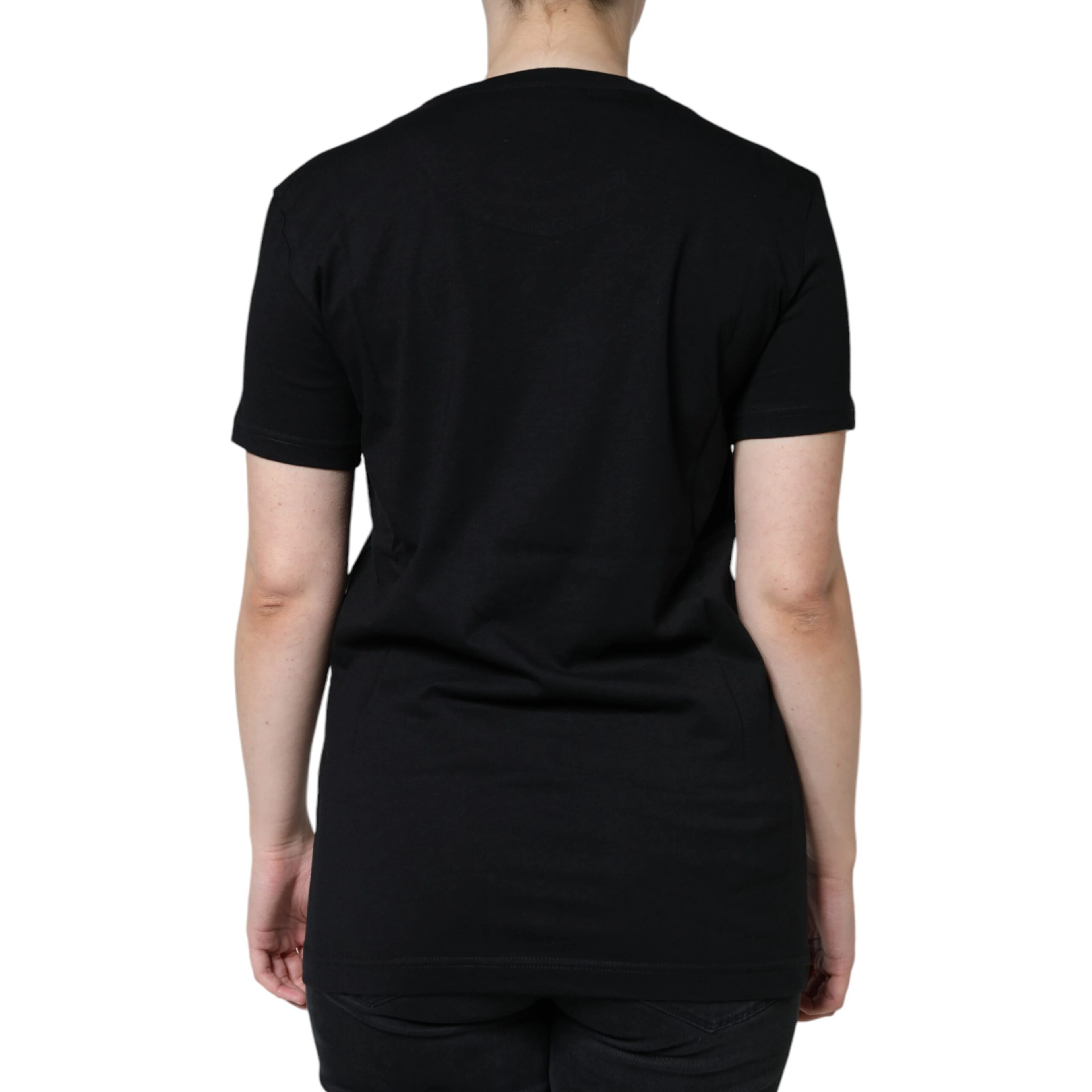 Black Cotton Crew Neck Short Sleeve T-shirt
