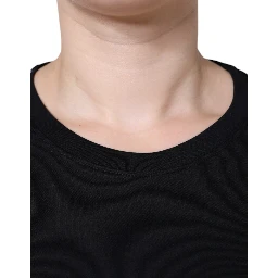 Black Cotton Crew Neck Short Sleeve T-shirt