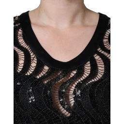 Black Sequin Sleeveless Tank Blouse Top