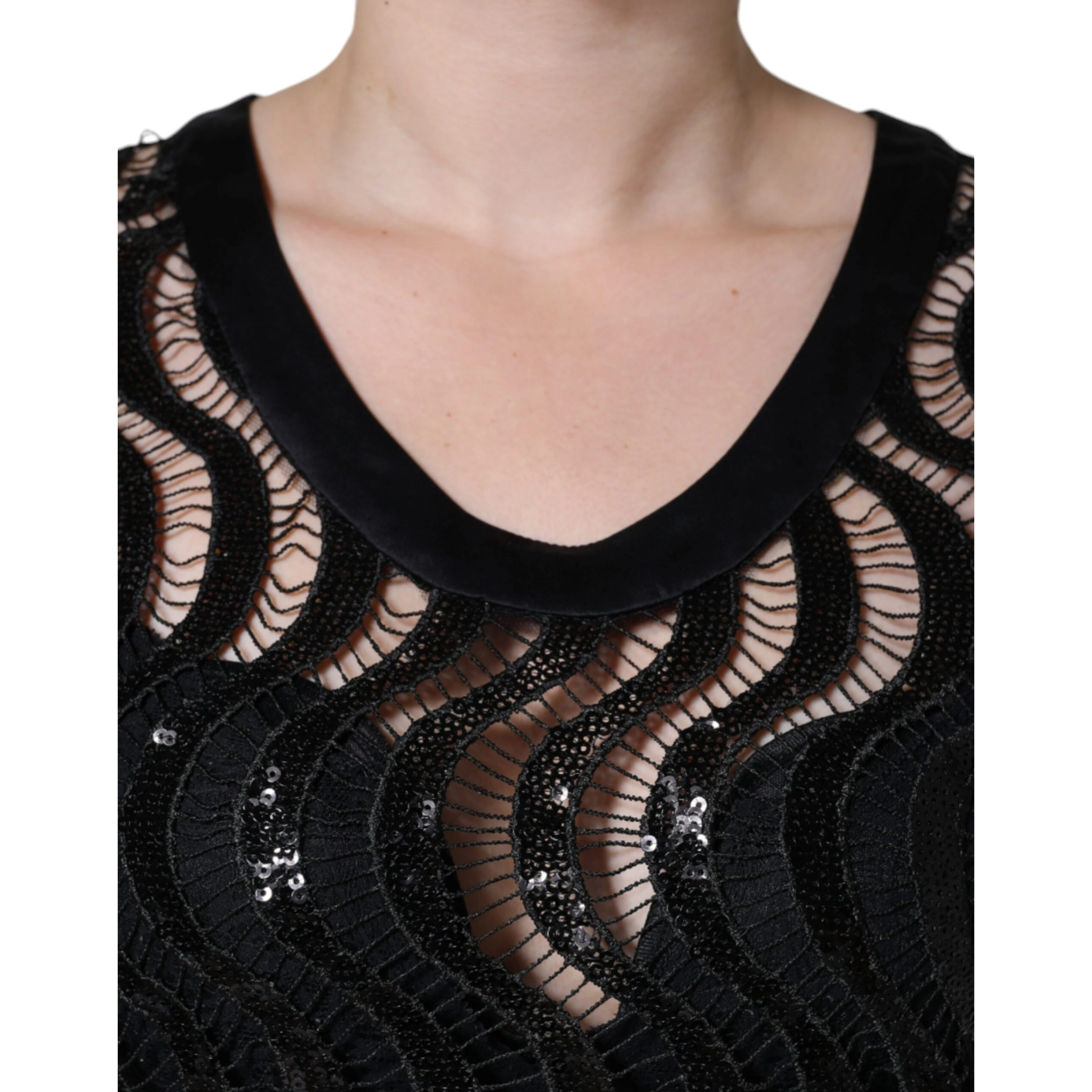 Black Sequin Sleeveless Tank Blouse Top