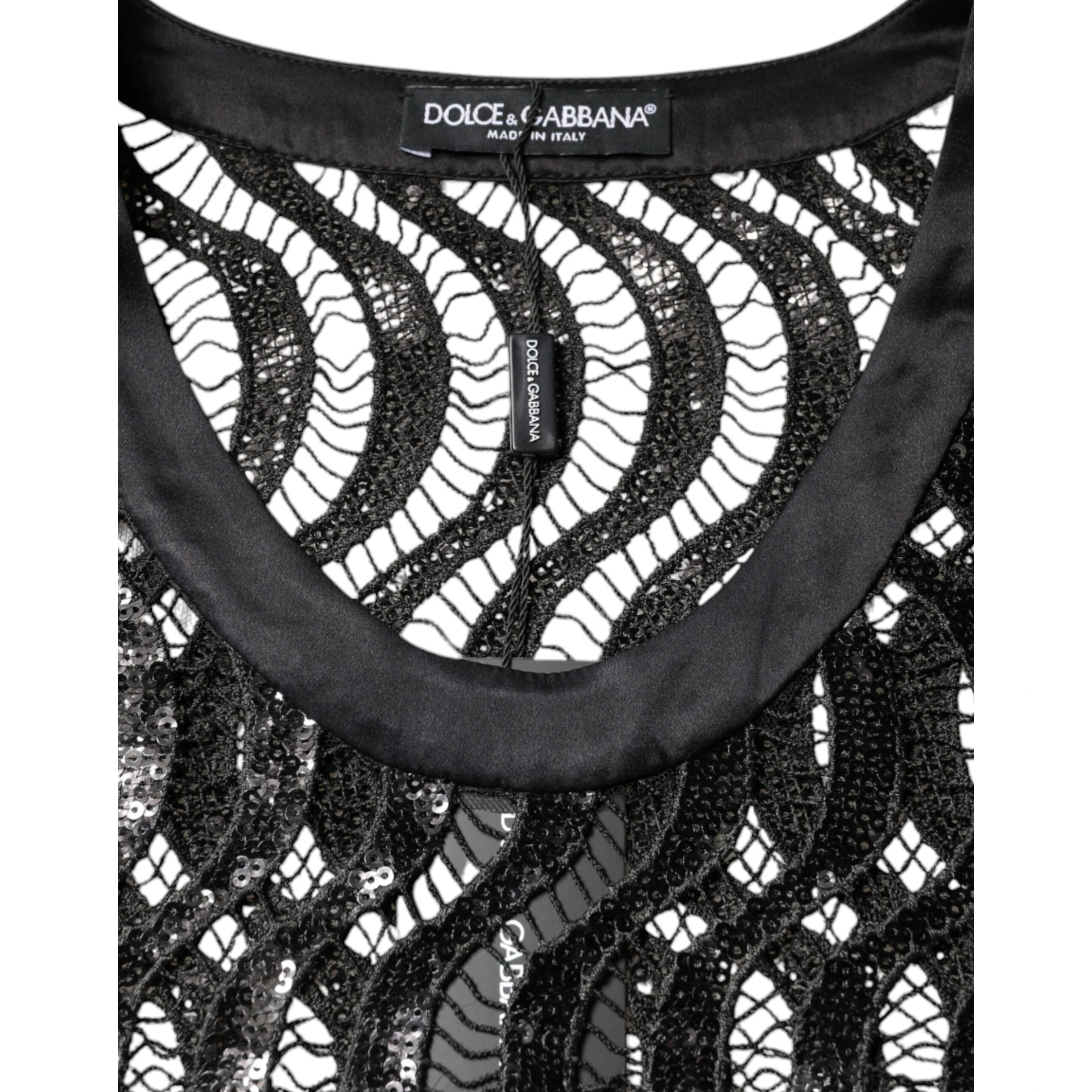 Black Sequin Sleeveless Tank Blouse Top
