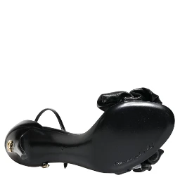 Black Leather Ankle Strap Heel Sandals Shoes