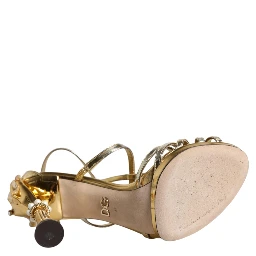 Gold Leather Baroque Heels Sandals Shoes