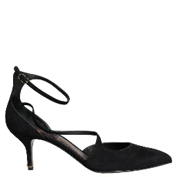 Black Suede Ankle Strap Heels Pumps Shoes