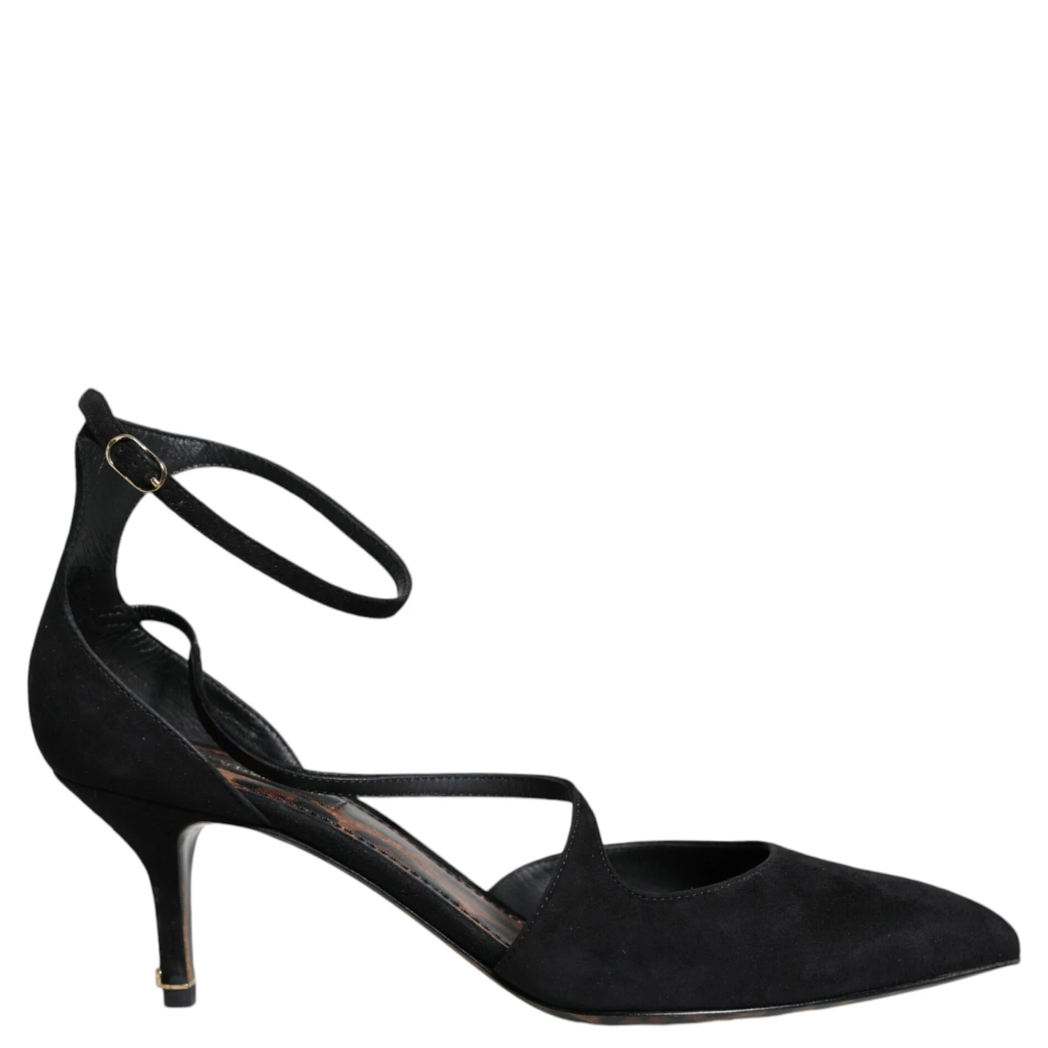 Black Suede Ankle Strap Heels Pumps Shoes