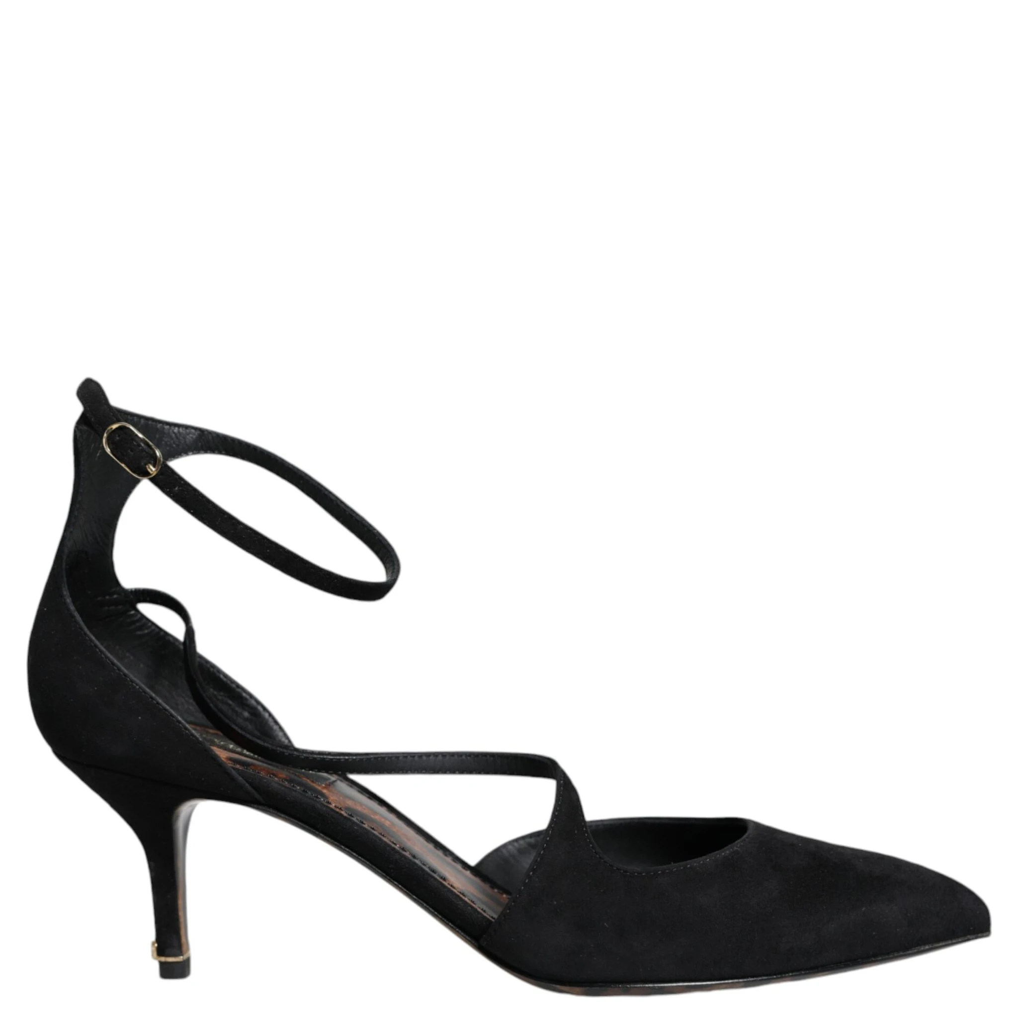 Black Suede Ankle Strap Heels Pumps Shoes