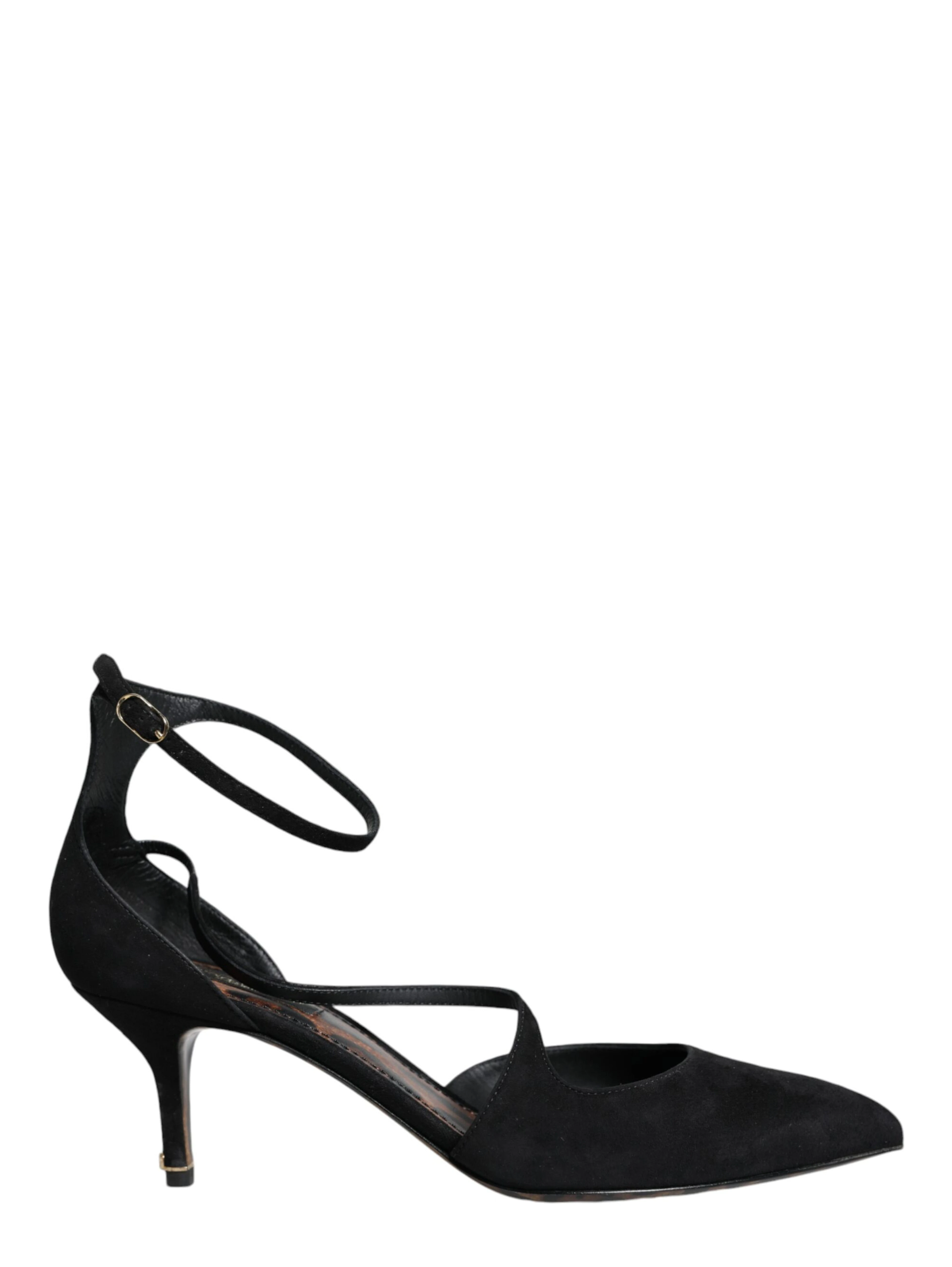 Black Suede Ankle Strap Heels Pumps Shoes