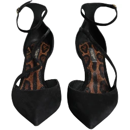 Black Suede Ankle Strap Heels Pumps Shoes