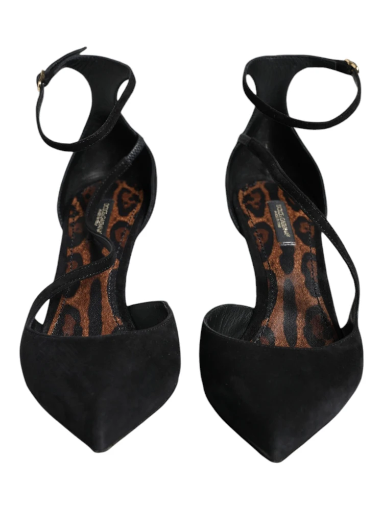 Black Suede Ankle Strap Heels Pumps Shoes alternative