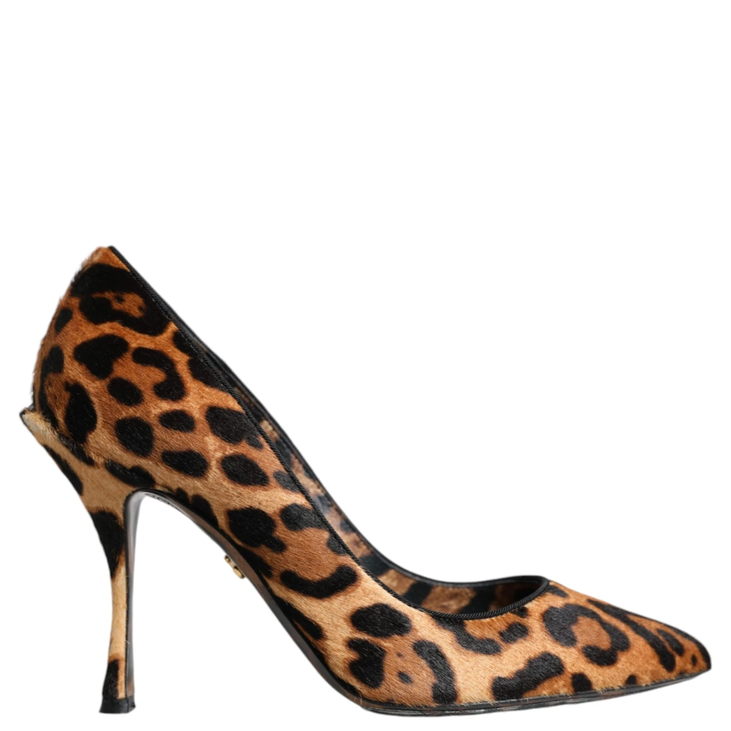 Brown Leopard Calf Hair Heels Pumps Shoes