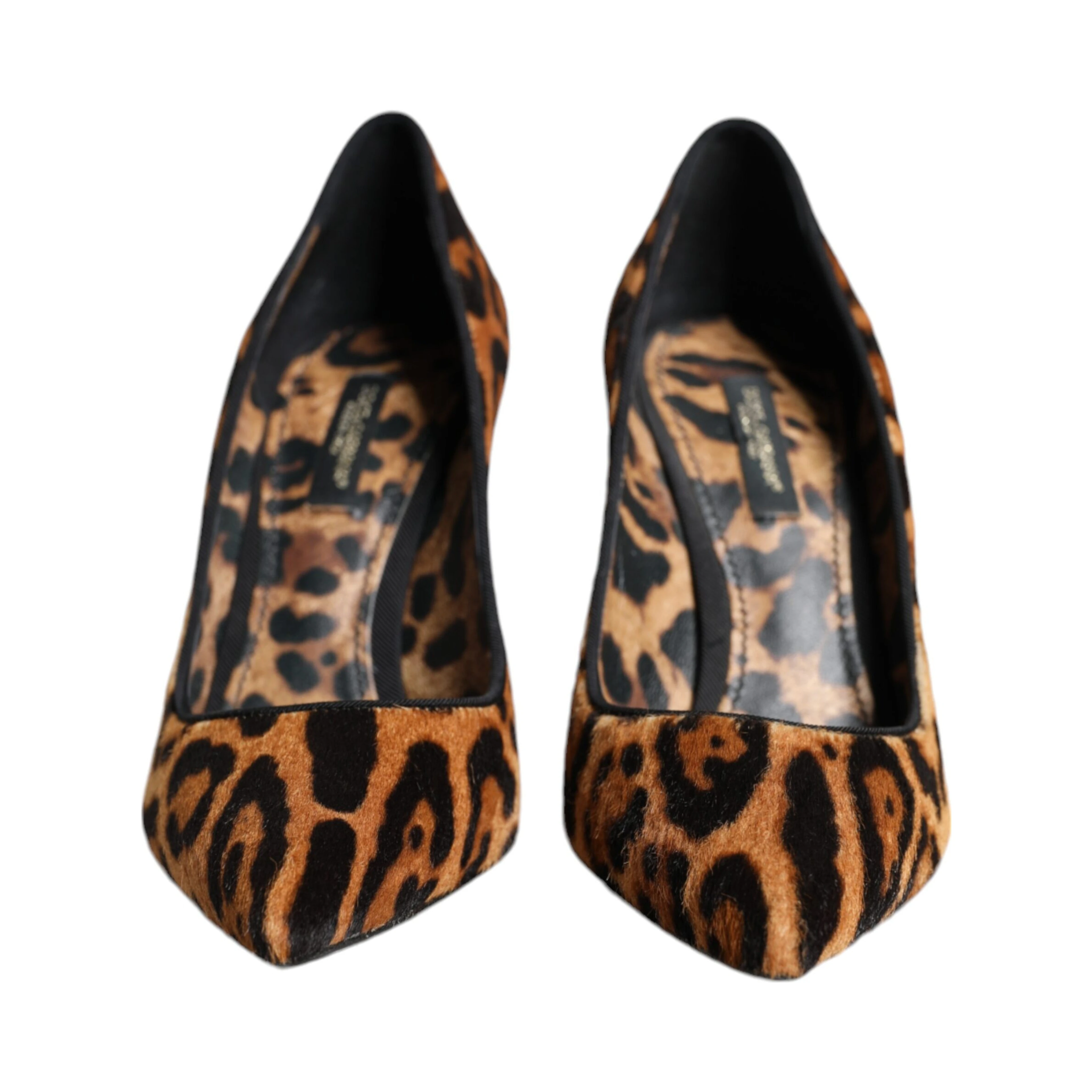 Brown Leopard Calf Hair Heels Pumps Shoes