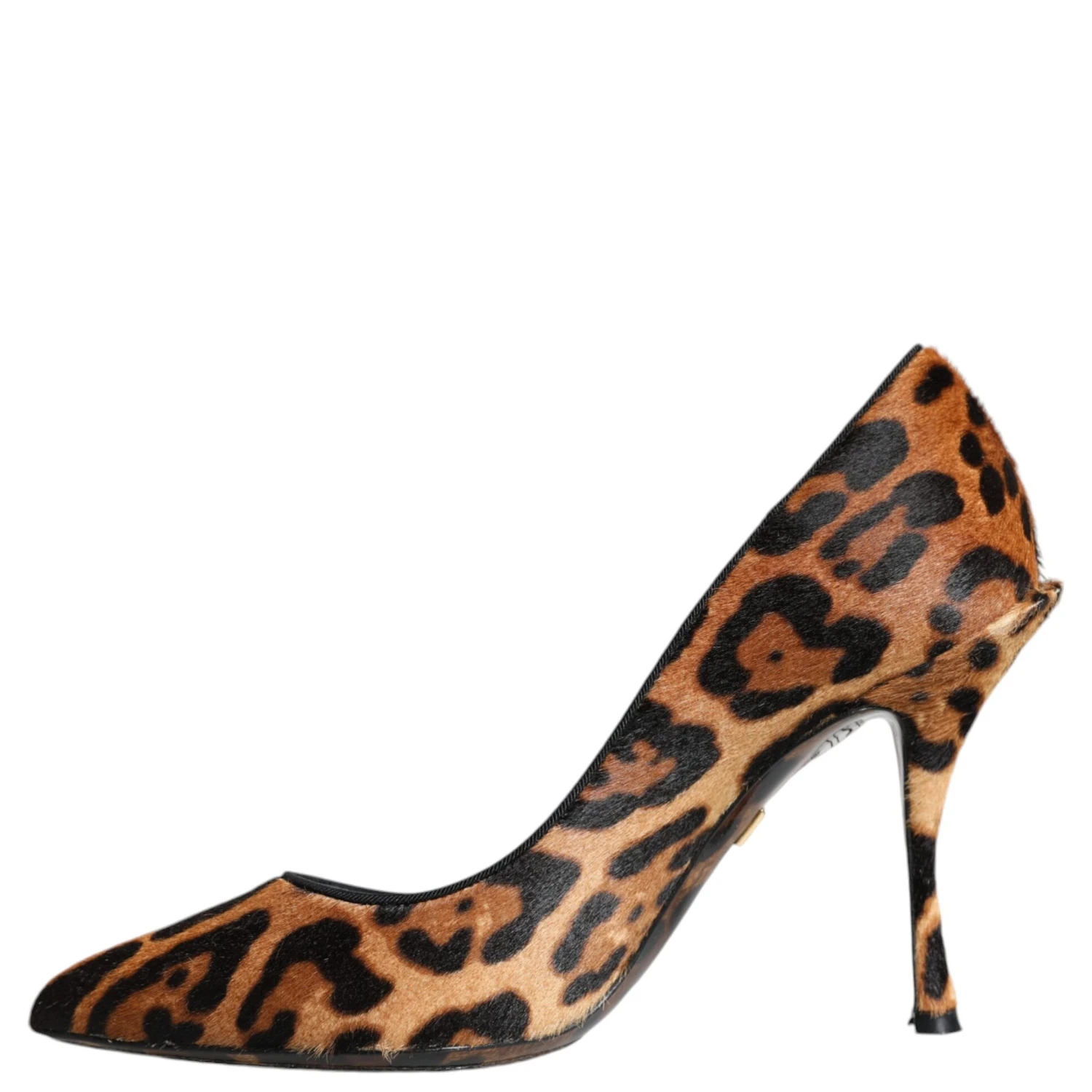 Brown Leopard Calf Hair Heels Pumps Shoes