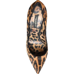 Brown Leopard Calf Hair Heels Pumps Shoes