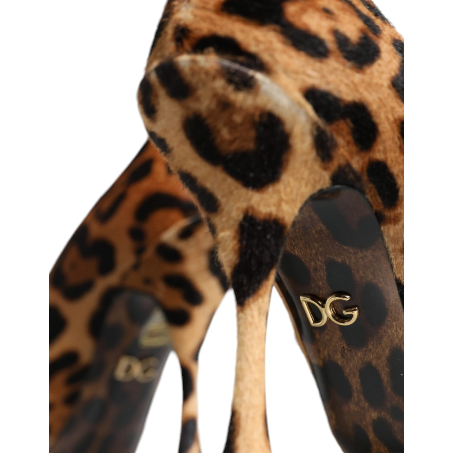 Brown Leopard Calf Hair Heels Pumps Shoes