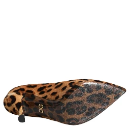 Brown Leopard Calf Hair Heels Pumps Shoes