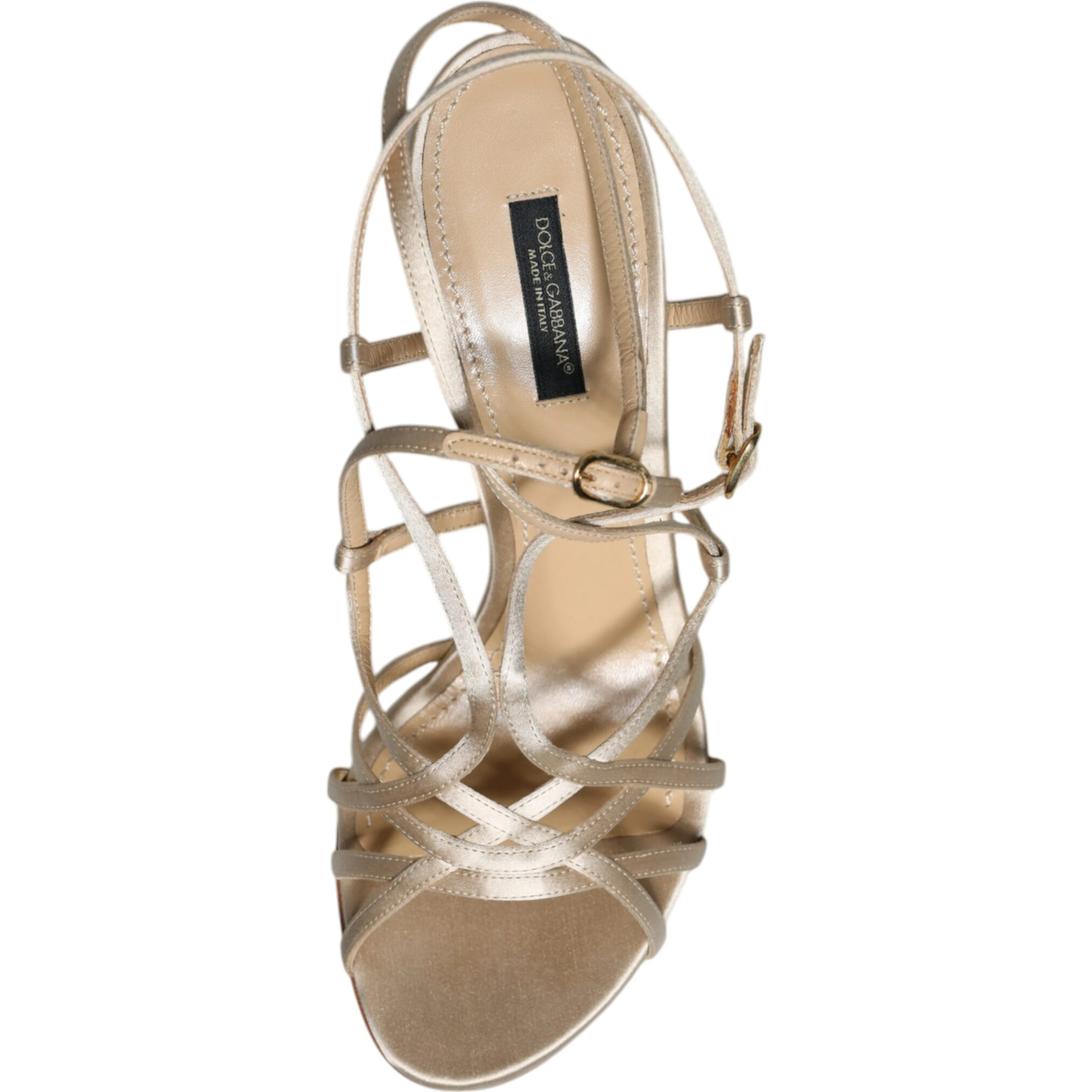 Beige Leather Stiletto Heels Sandals Shoes