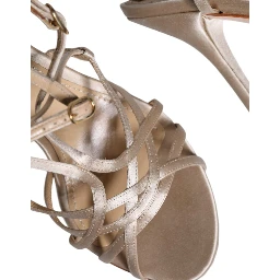 Beige Leather Stiletto Heels Sandals Shoes