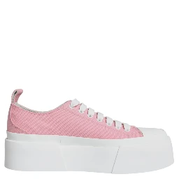 Pink White Canvas Logo Low Top Sneakers Shoes