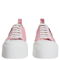 Pink White Canvas Logo Low Top Sneakers Shoes