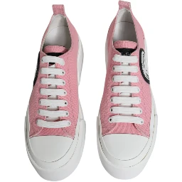 Pink White Canvas Logo Low Top Sneakers Shoes