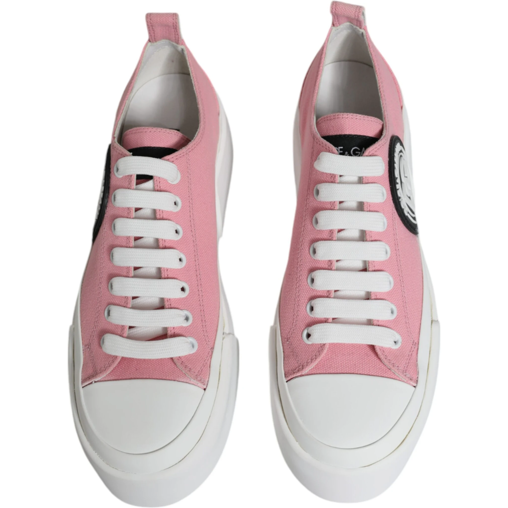 Pink White Canvas Logo Low Top Sneakers Shoes