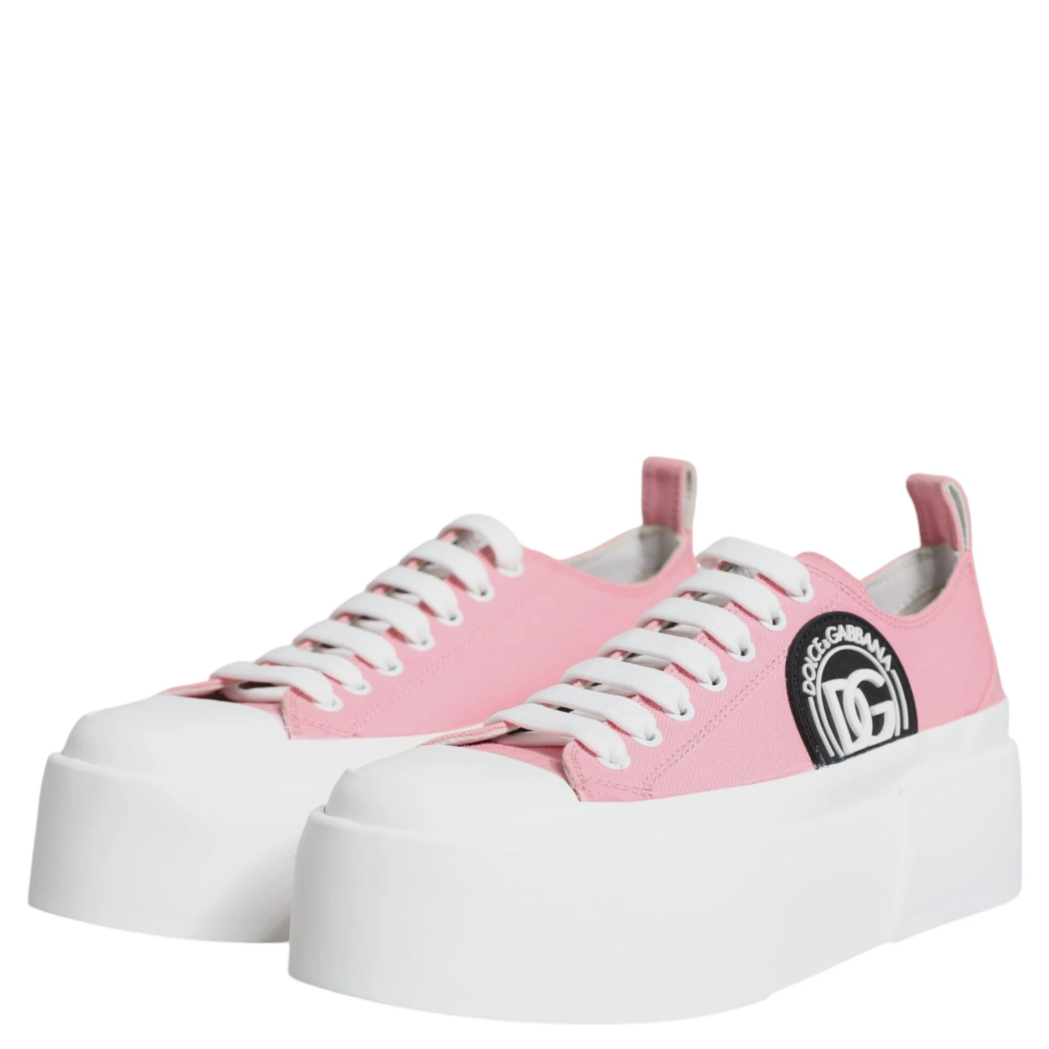 Pink White Canvas Logo Low Top Sneakers Shoes