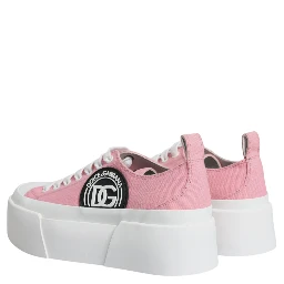Pink White Canvas Logo Low Top Sneakers Shoes