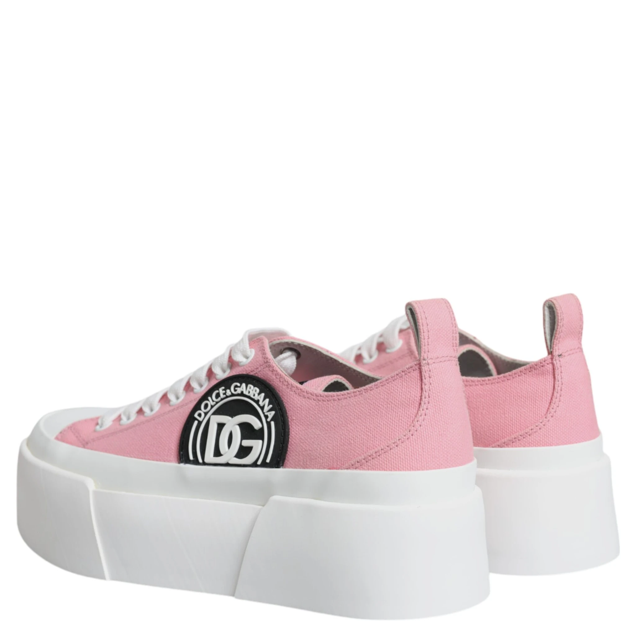 Pink White Canvas Logo Low Top Sneakers Shoes