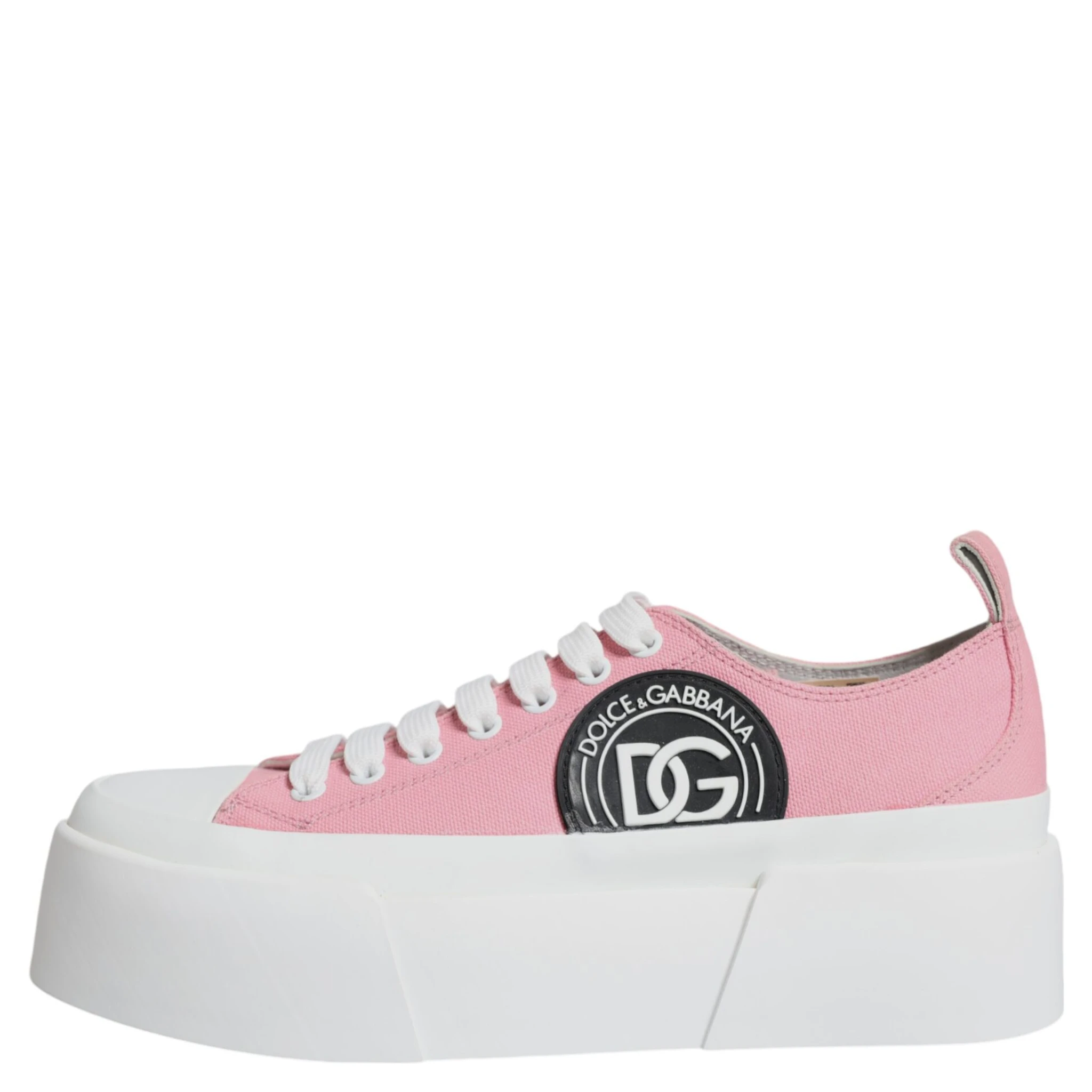 Pink White Canvas Logo Low Top Sneakers Shoes