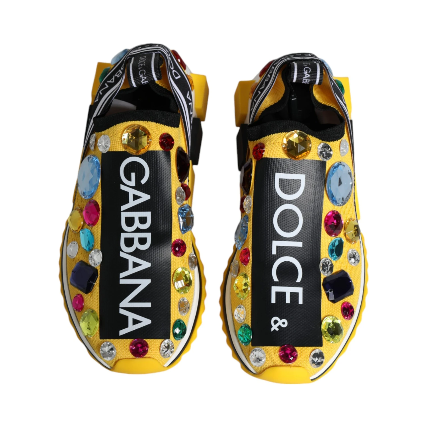 Yellow Sorrento Crystals Low Top Sneakers Shoes