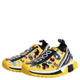 Yellow Sorrento Crystals Low Top Sneakers Shoes