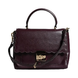 Purple Leather Logo Plaque Crossbody MINDY Satchel Bag