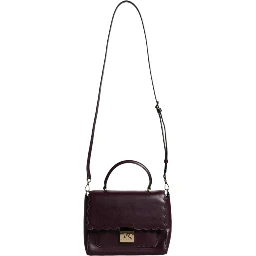 Purple Leather Logo Plaque Crossbody MINDY Satchel Bag