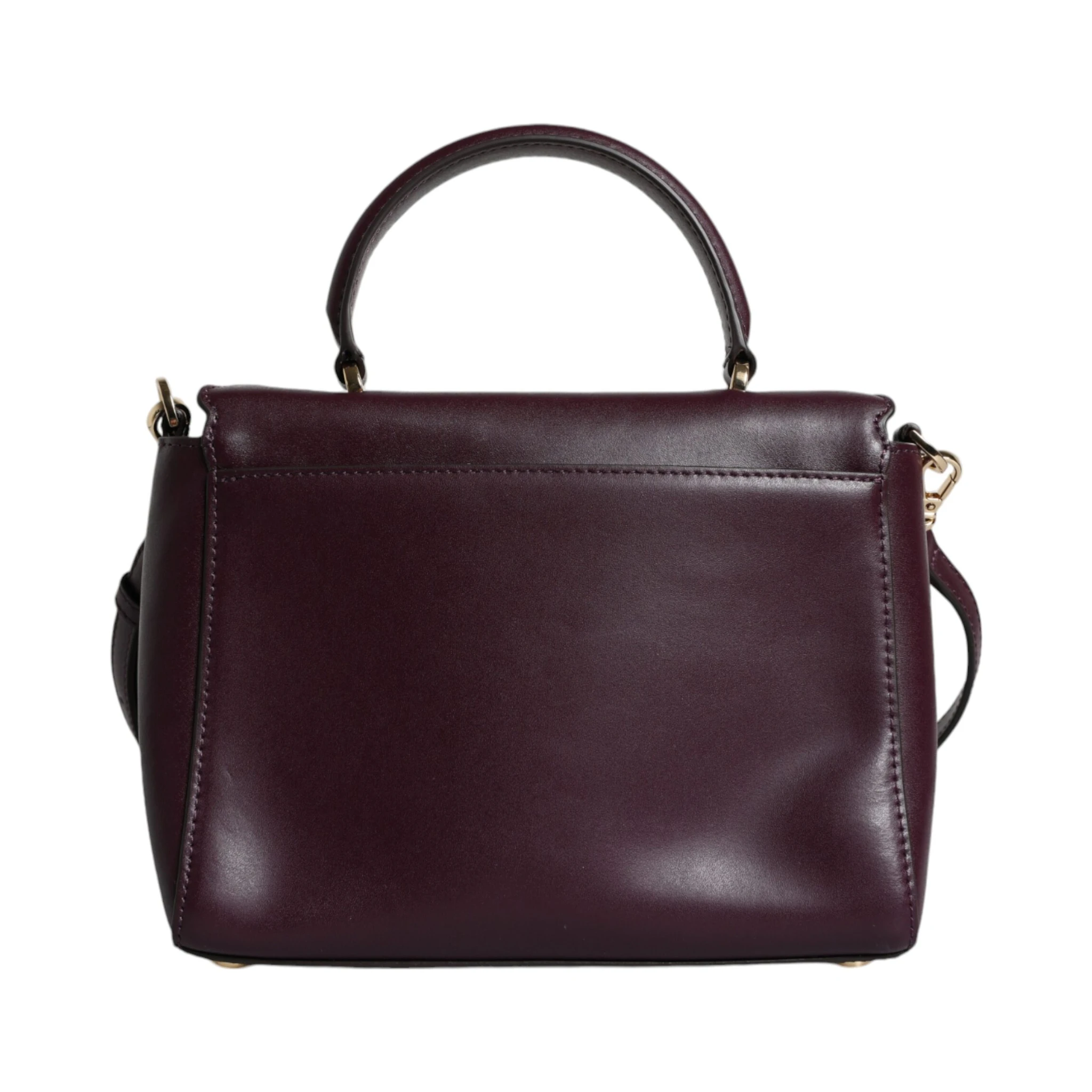 Purple Leather Logo Plaque Crossbody MINDY Satchel Bag