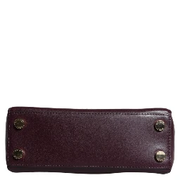 Purple Leather Logo Plaque Crossbody MINDY Satchel Bag