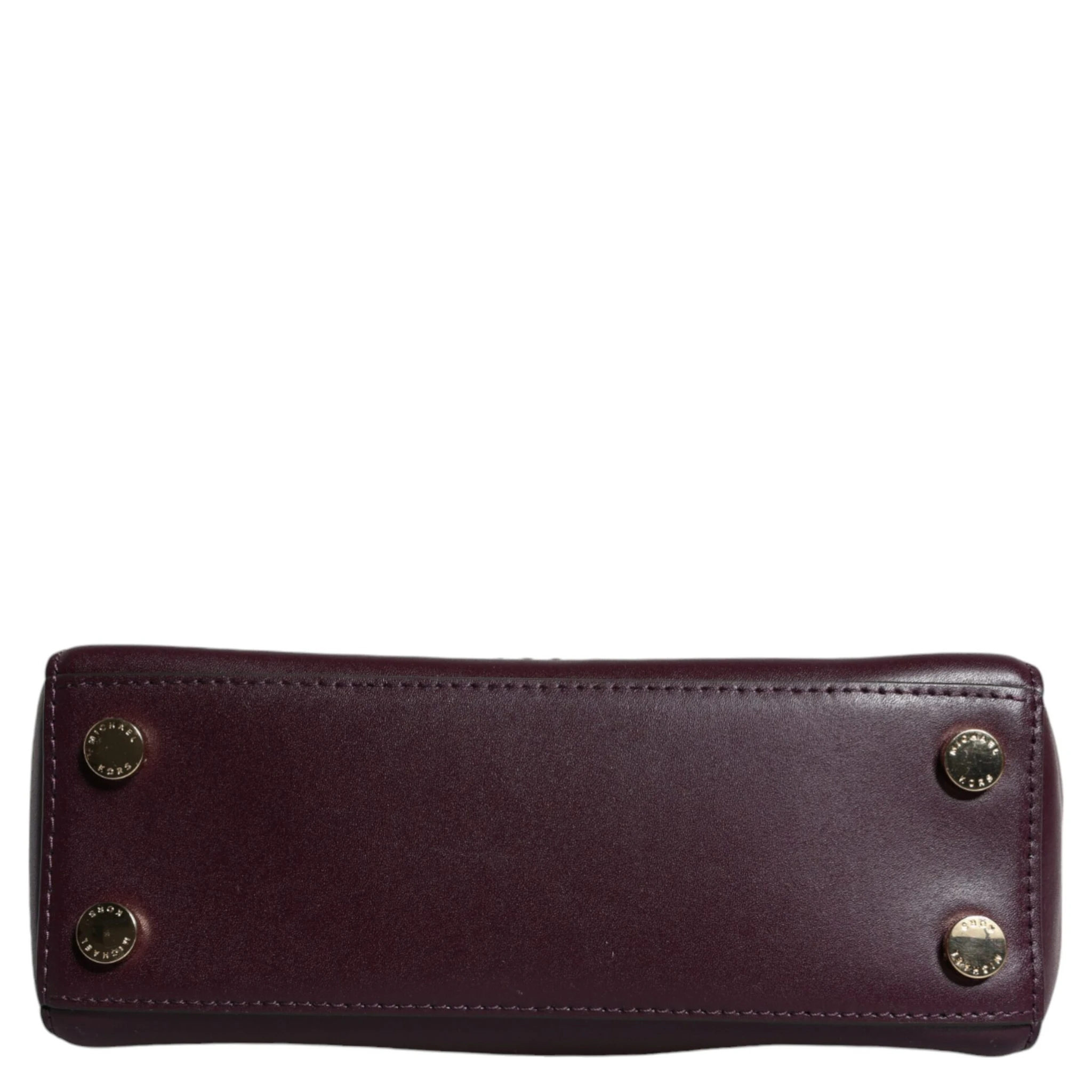 Purple Leather Logo Plaque Crossbody MINDY Satchel Bag