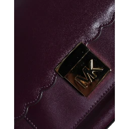 Purple Leather Logo Plaque Crossbody MINDY Satchel Bag