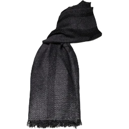 Dark Gray Wool Viscose Foulard Patterned Scarf