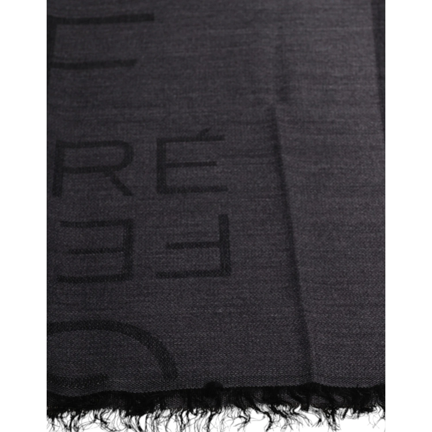 Dark Gray Wool Viscose Foulard Patterned Scarf