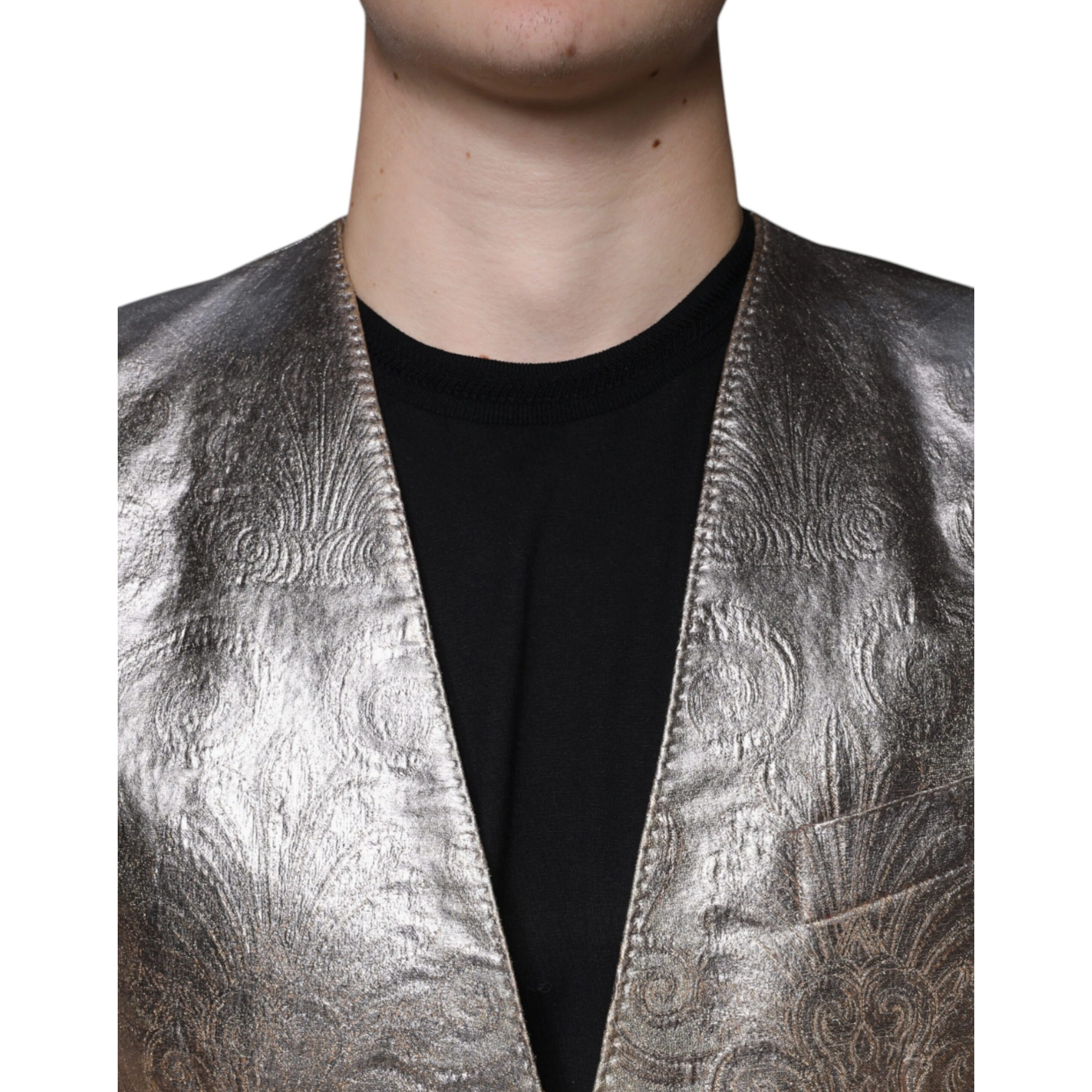 Gold Jacquard Single Breasted Dress Blazer