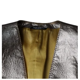 Gold Jacquard Single Breasted Dress Blazer