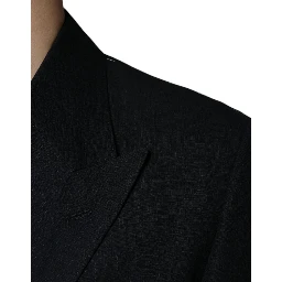 Black Linen Double Breasted Dress Blazer