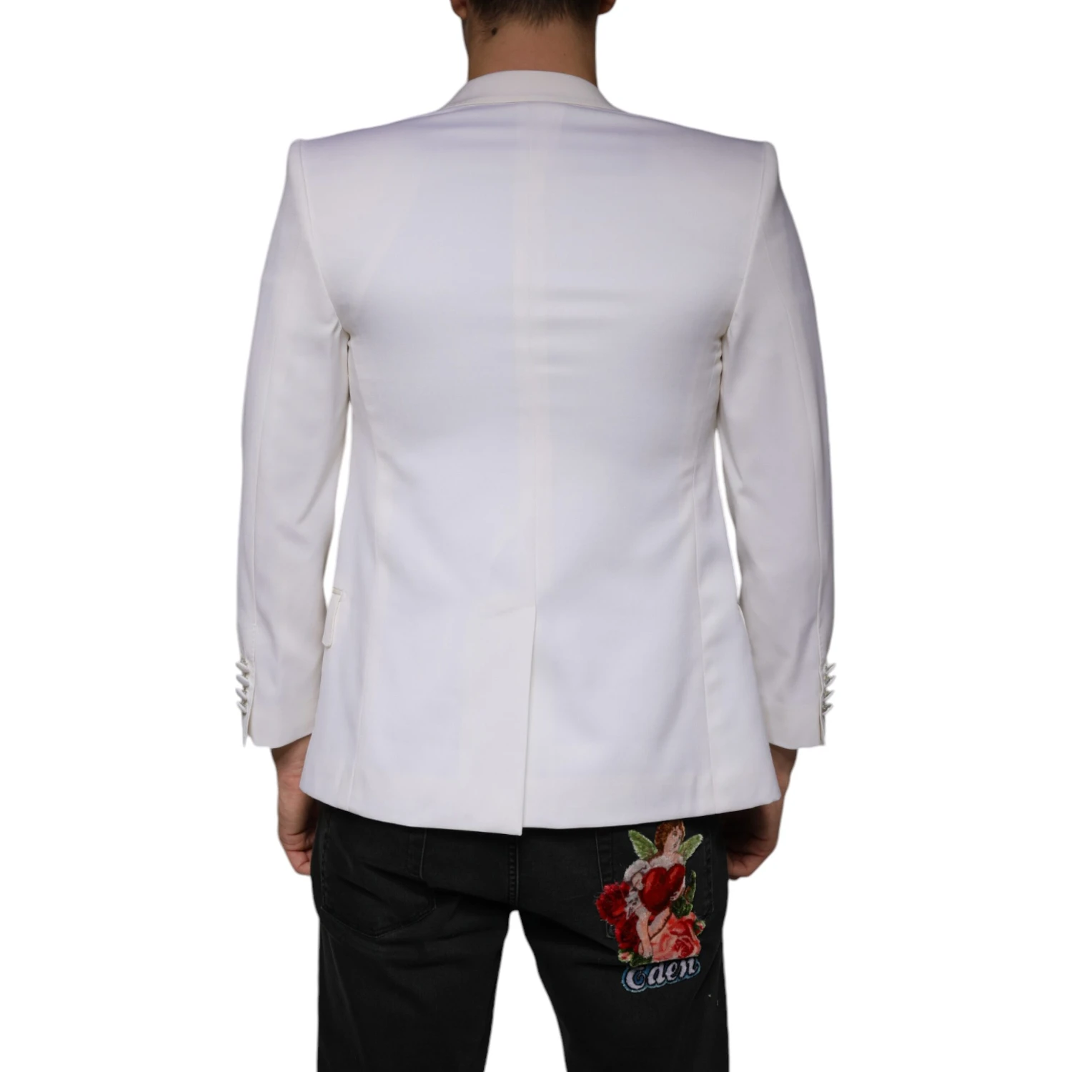 Off White Wool Single Breasted Dress Blazer