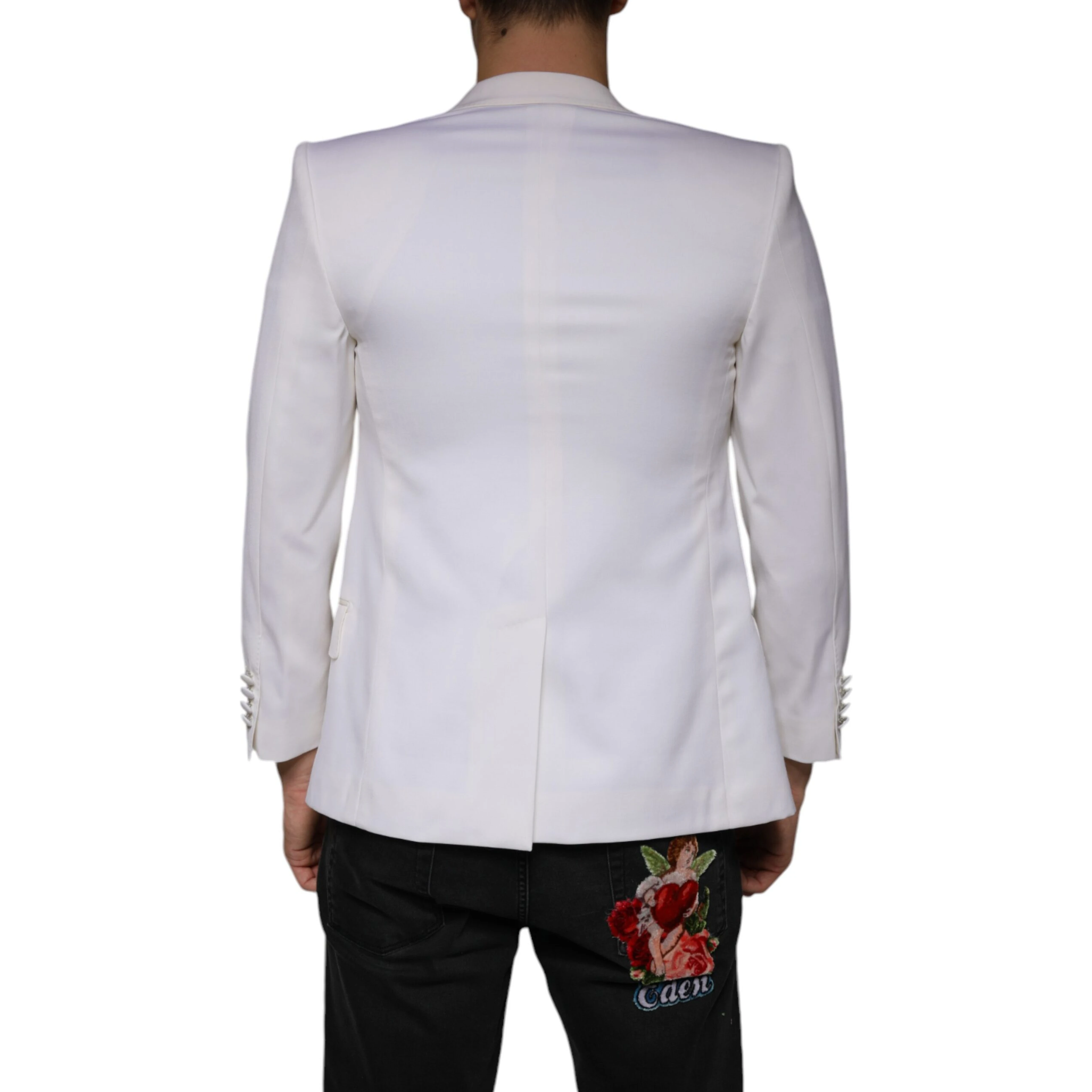 Off White Wool Single Breasted Dress Blazer