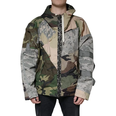 Multicolor Camouflage Full Zip Hooded Jacket